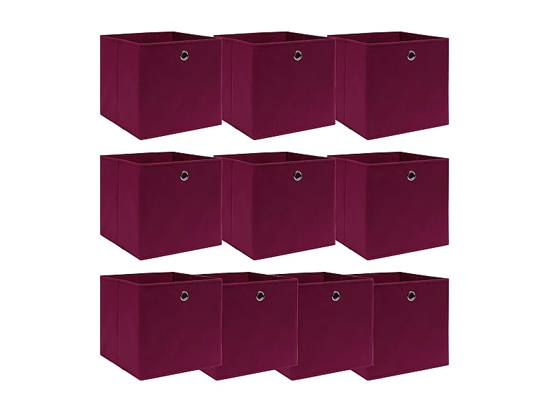 Boîtes de rangement 10 pcs Rouge foncé 32x32x32 cm Tissu