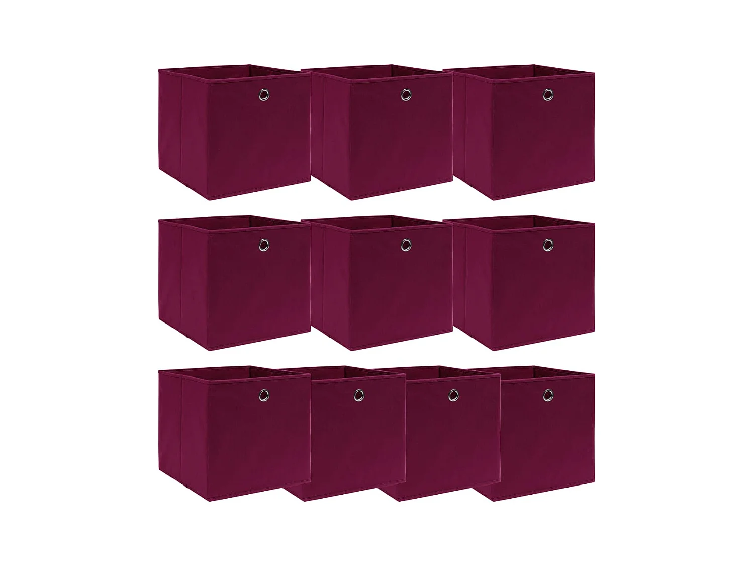 Boîtes de rangement 10 pcs Rouge foncé 32x32x32 cm Tissu