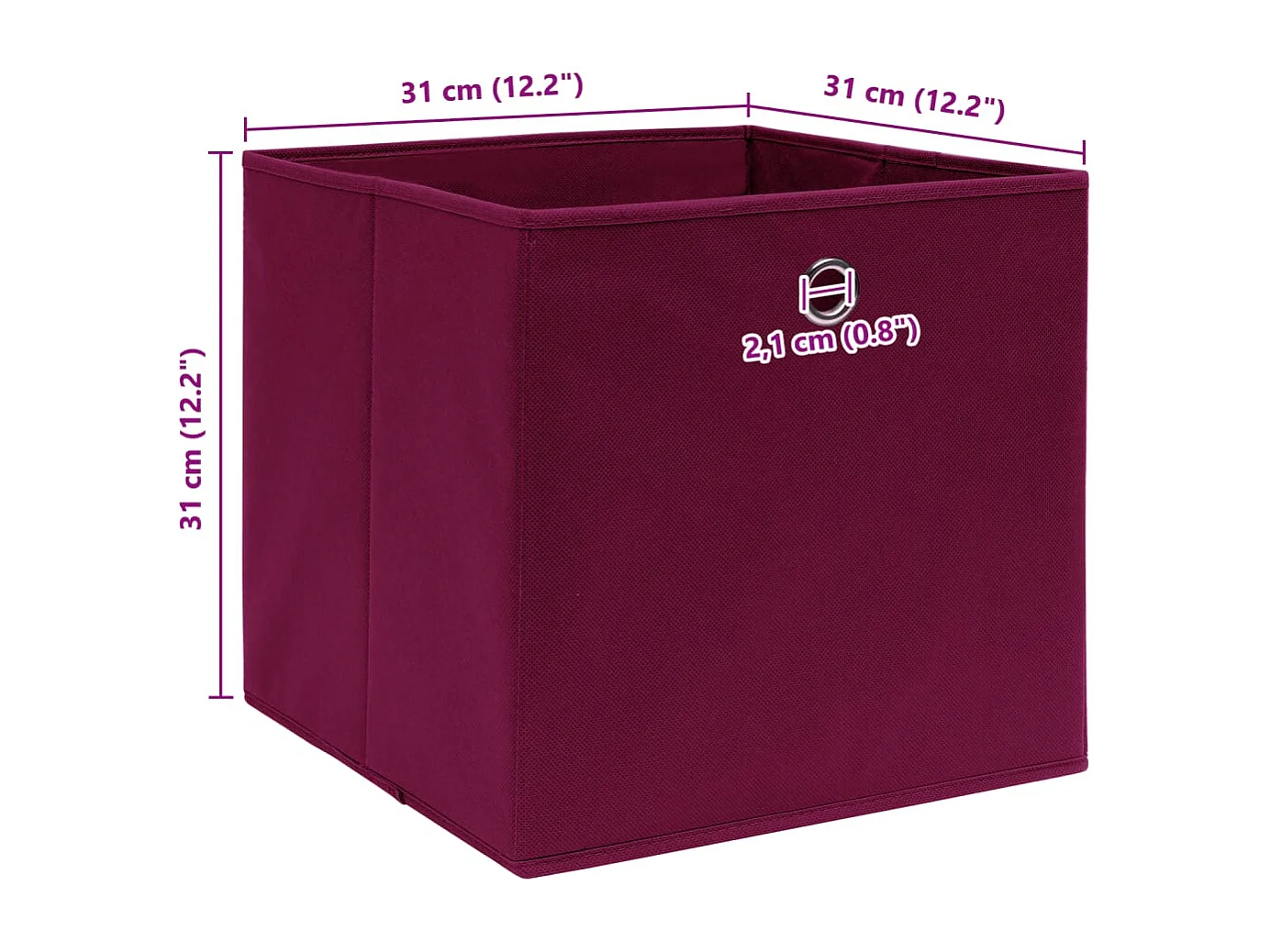 Boîtes de rangement 10 pcs Rouge foncé 32x32x32 cm Tissu