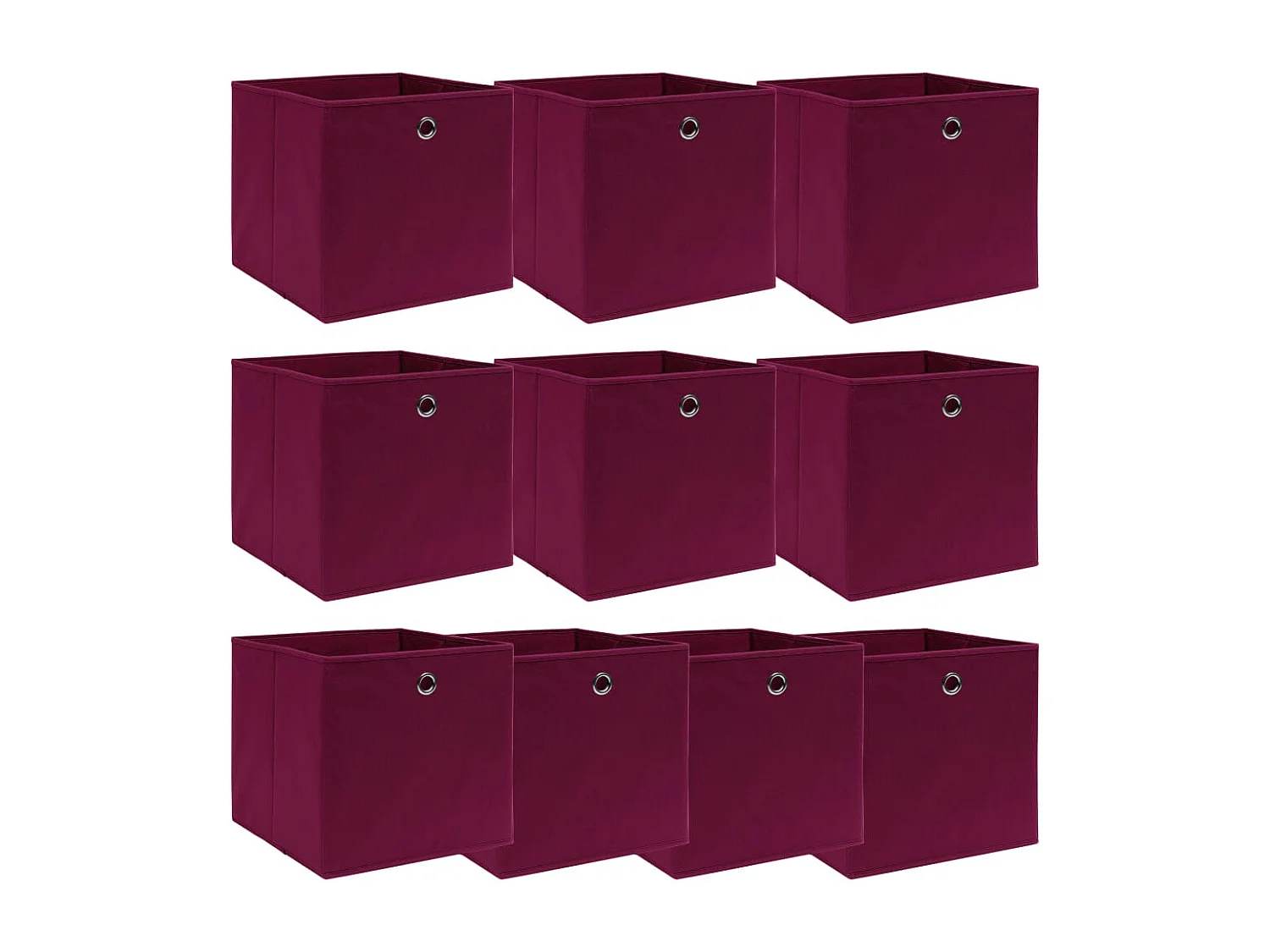 Boîtes de rangement 10 pcs Rouge foncé 32x32x32 cm Tissu