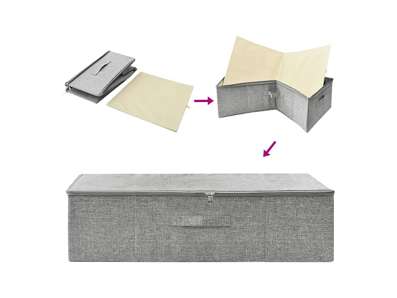 Boîte de rangement Tissu 70x40x18 cm Gris