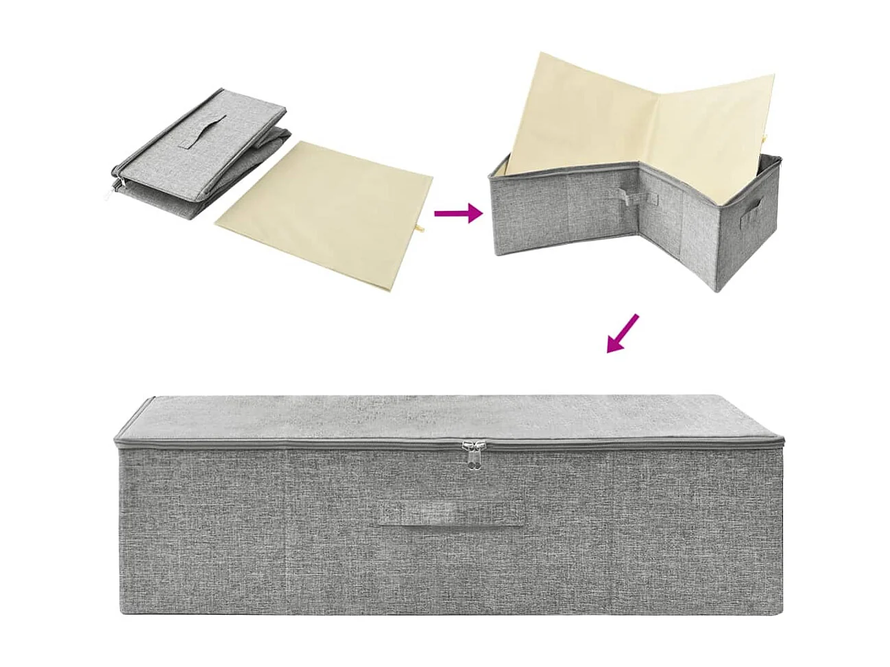 Boîte de rangement Tissu 70x40x18 cm Gris