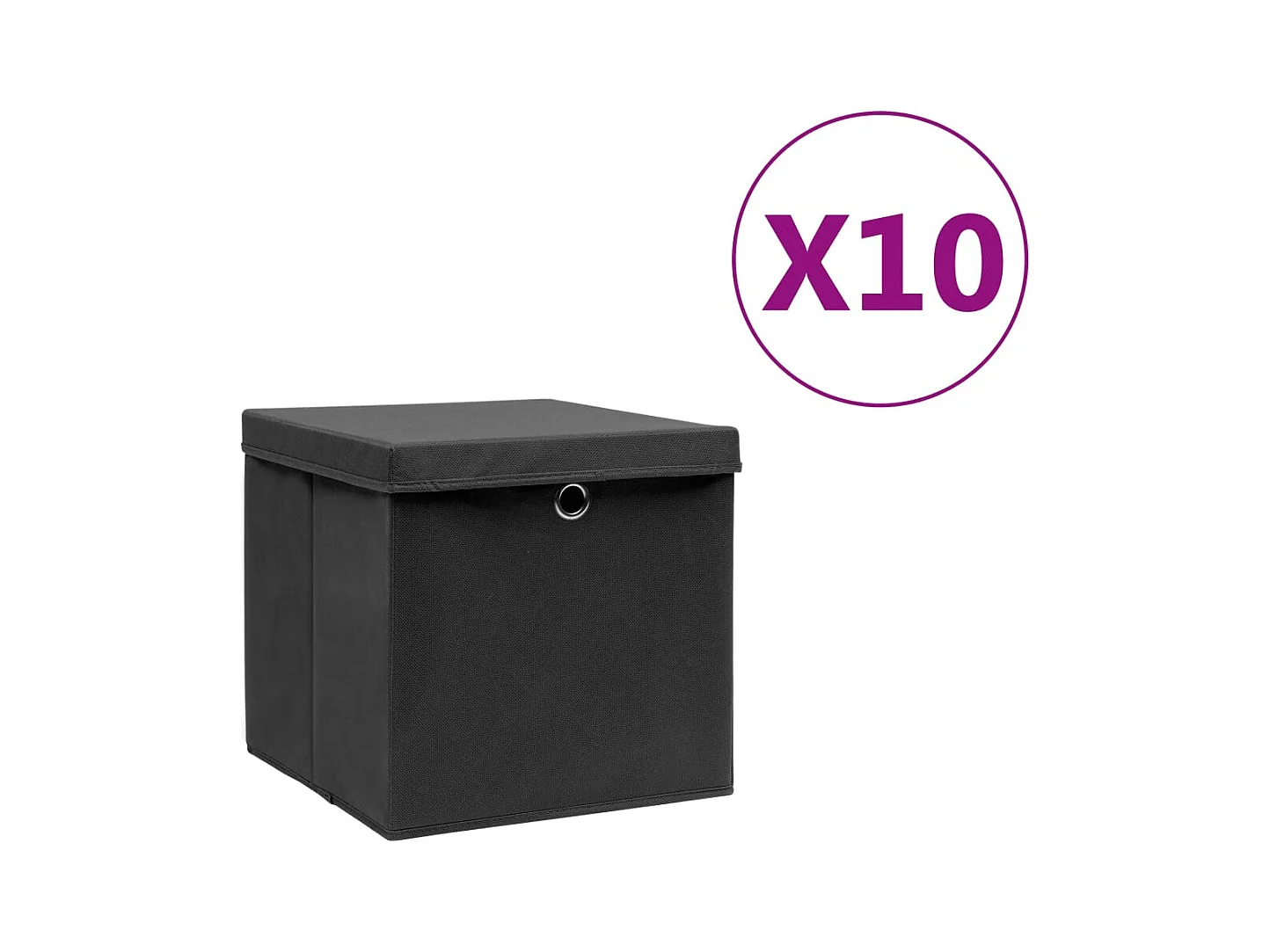 Boîtes de rangement avec couvercles 10 pcs 28x28x28 cm Noir