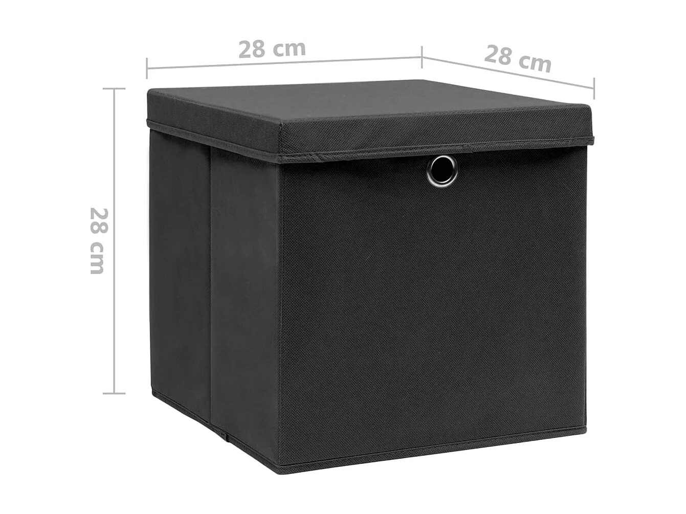 Boîtes de rangement avec couvercles 10 pcs 28x28x28 cm Noir