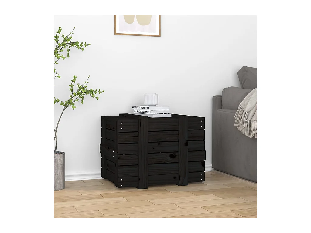 Boîte de rangement Noir 58x40,5x42 cm Bois massif de pin