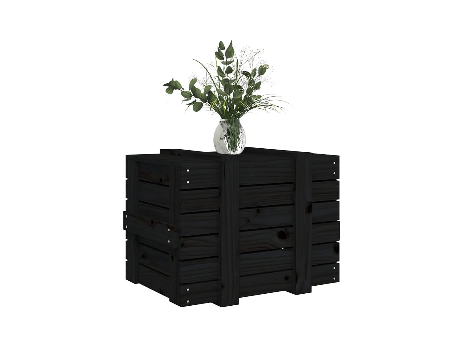 Boîte de rangement Noir 58x40,5x42 cm Bois massif de pin