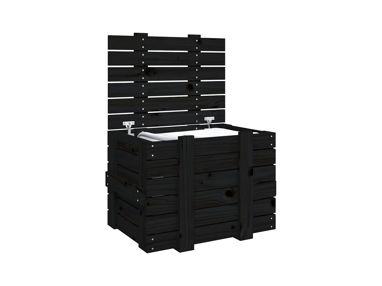 Boîte de rangement Noir 58x40,5x42 cm Bois massif de pin