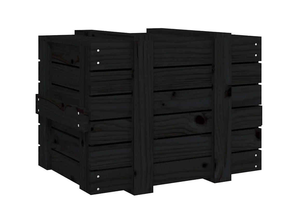 Boîte de rangement Noir 58x40,5x42 cm Bois massif de pin