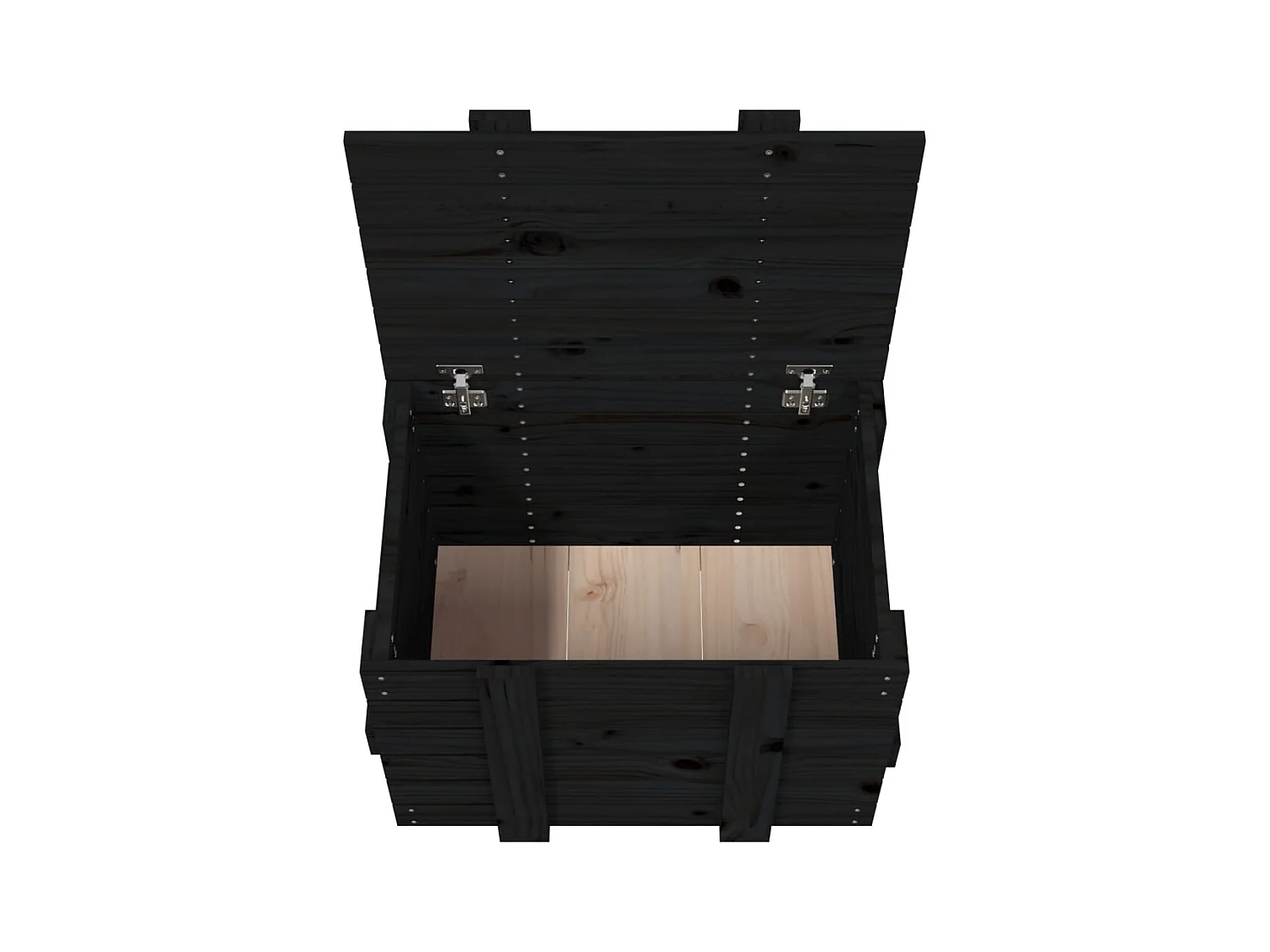 Boîte de rangement Noir 58x40,5x42 cm Bois massif de pin