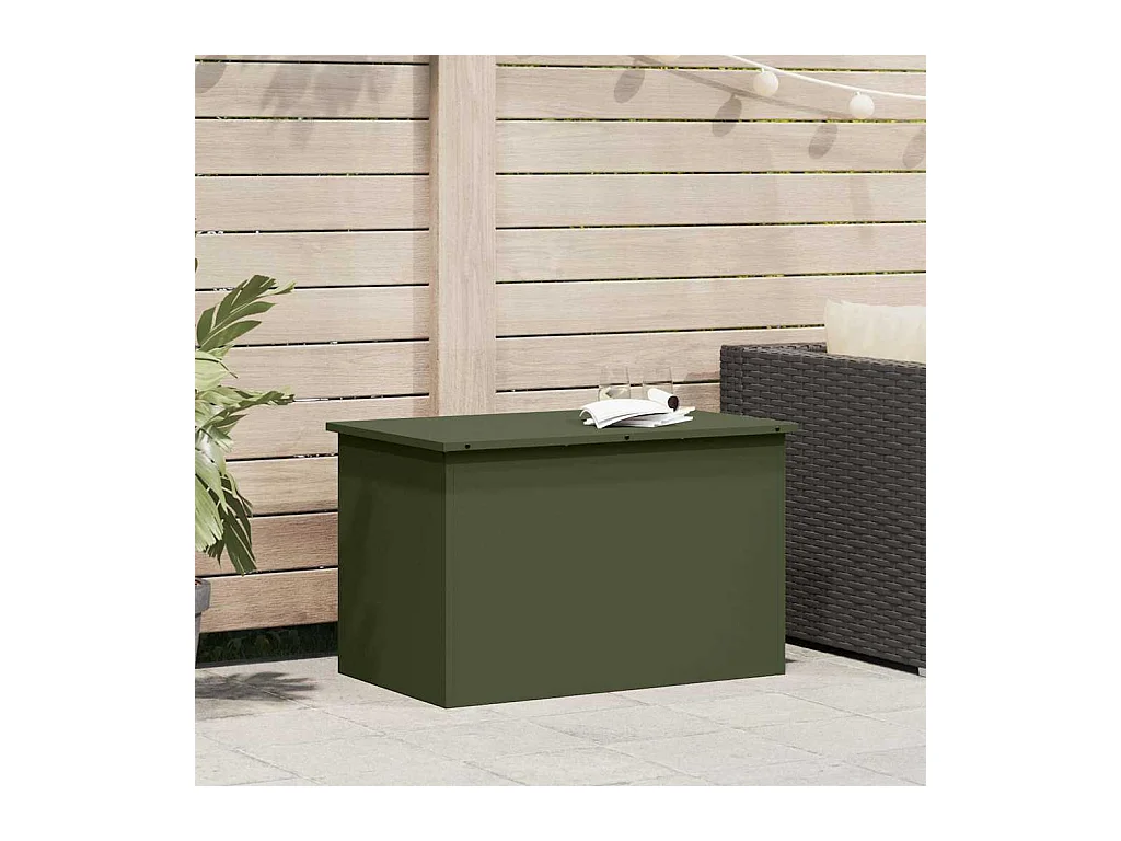 Boîte de Rangement Extérieure Vert olive 80 x 50.5 x 50 cm