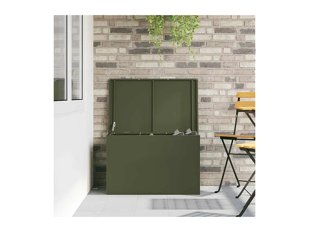 Boîte de Rangement Extérieure Vert olive 80 x 50.5 x 50 cm