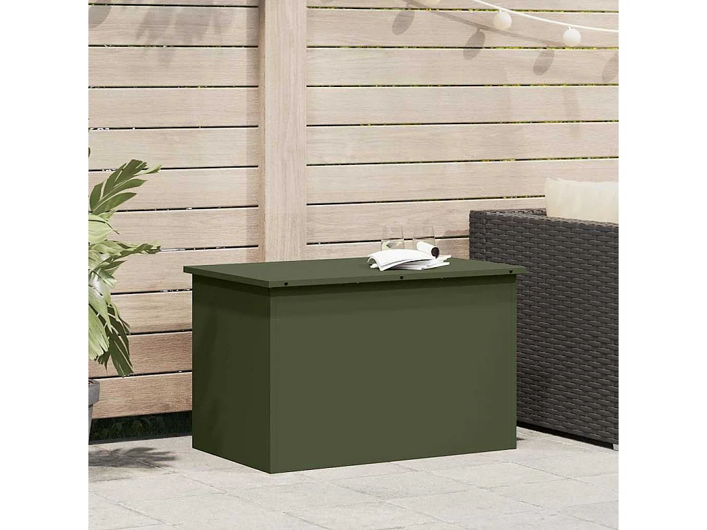 Boîte de Rangement Extérieure Vert olive 80 x 50.5 x 50 cm