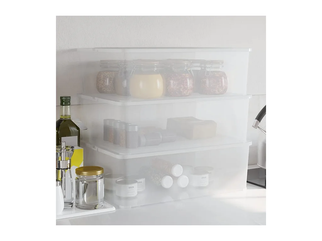 Boîtes de rangement en plastique 3 pcs 25 L empilables