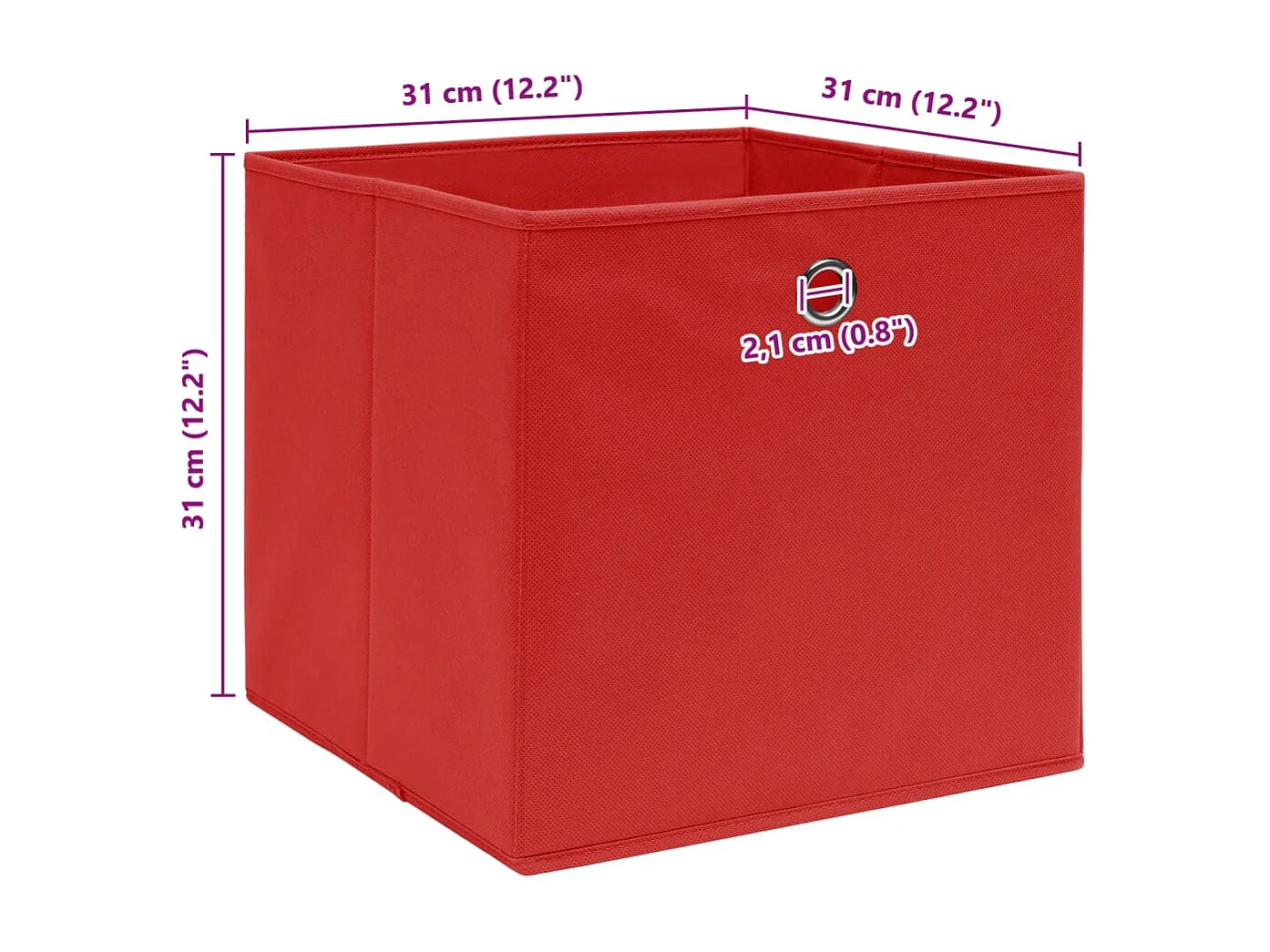 Scatole portaoggetti 4 pezzi Rosso 32x32x32 cm Tessuto