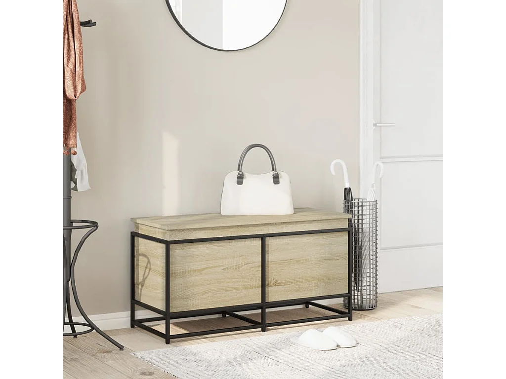 Boîte de rangement avec couvercle chêne sonoma bois ingénierie