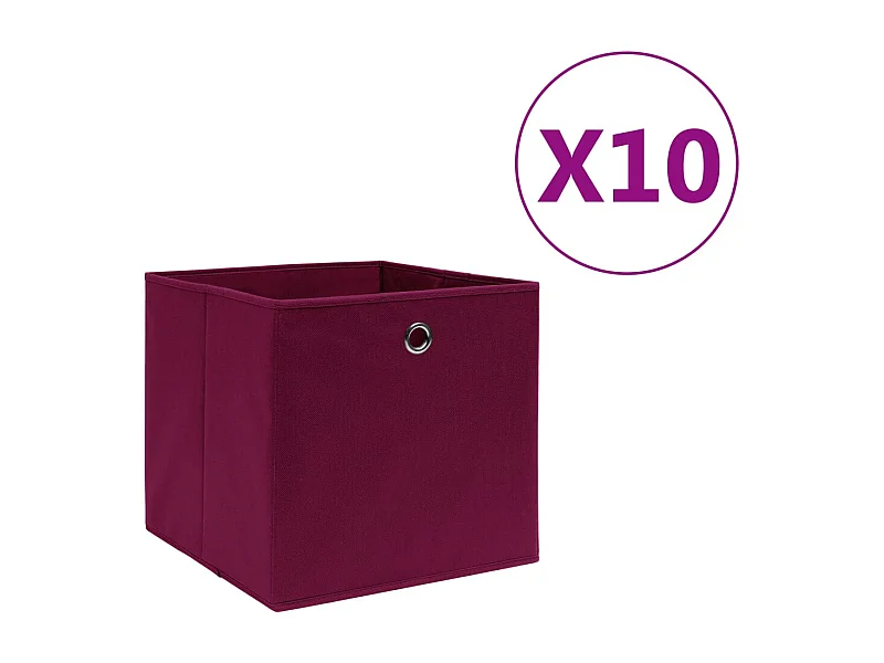 Opbergdozen 10 stuks Non-woven stof 28x28x28cm Donkerrood