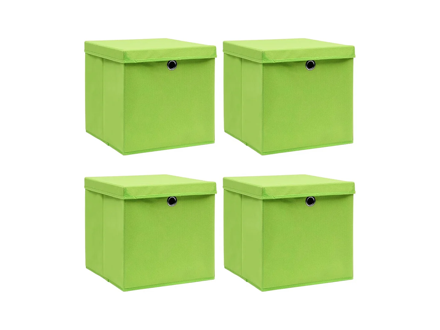 Boîtes de rangement avec couvercles 4 pcs Vert 32x32x32cm Tissu