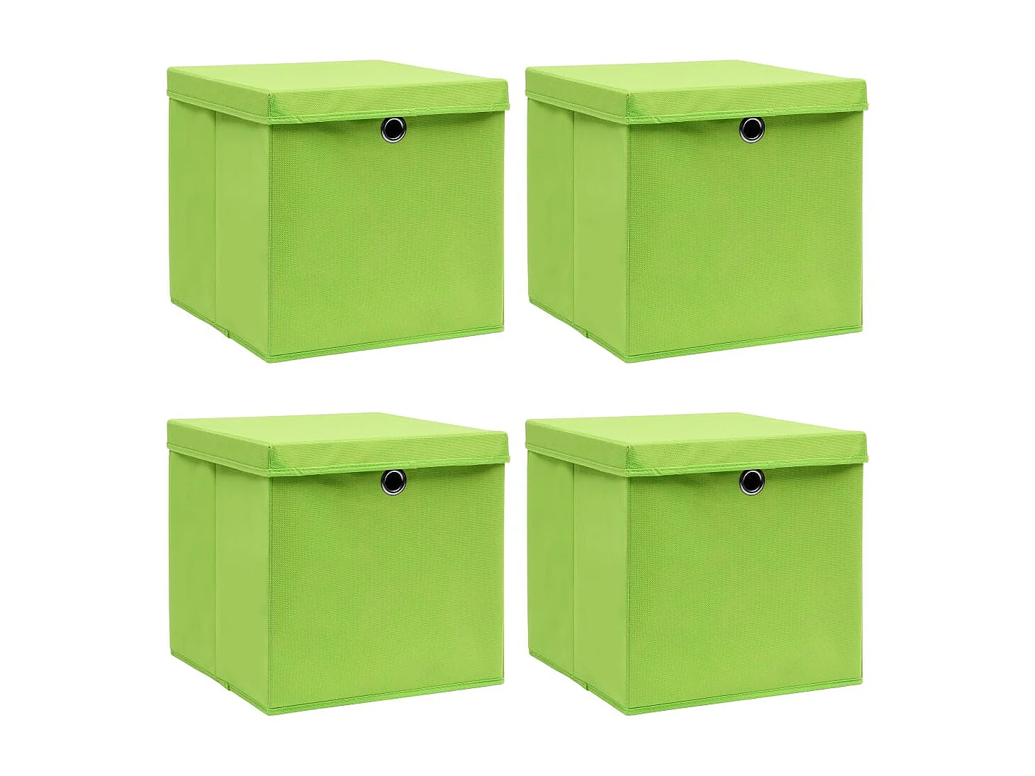 Boîtes de rangement avec couvercles 4 pcs Vert 32x32x32cm Tissu