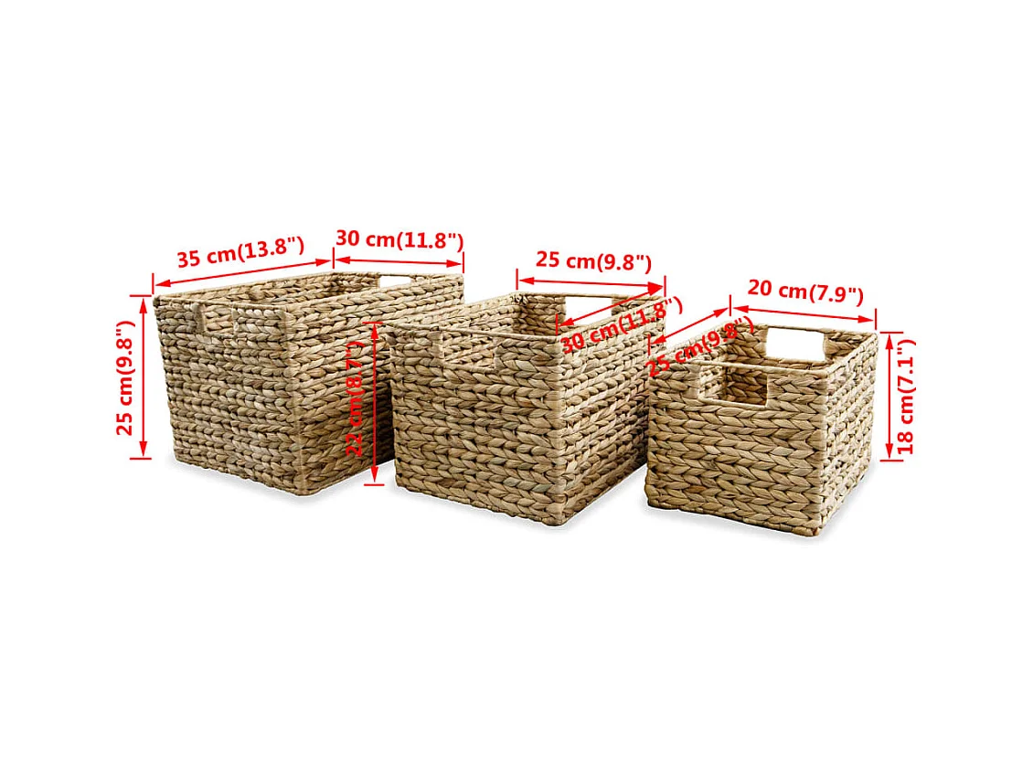 Panier de rangement 3 pcs Jacinthe d'eau