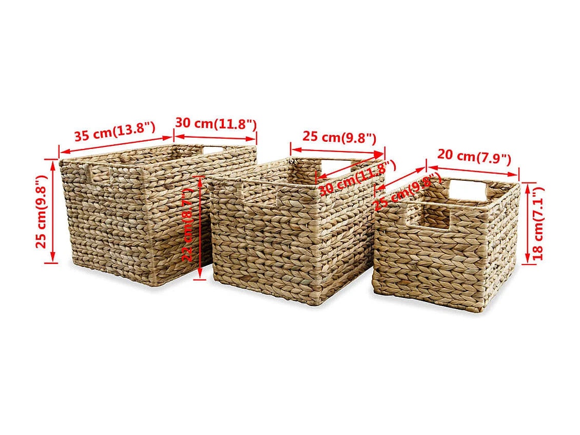 Panier de rangement 3 pcs Jacinthe d'eau