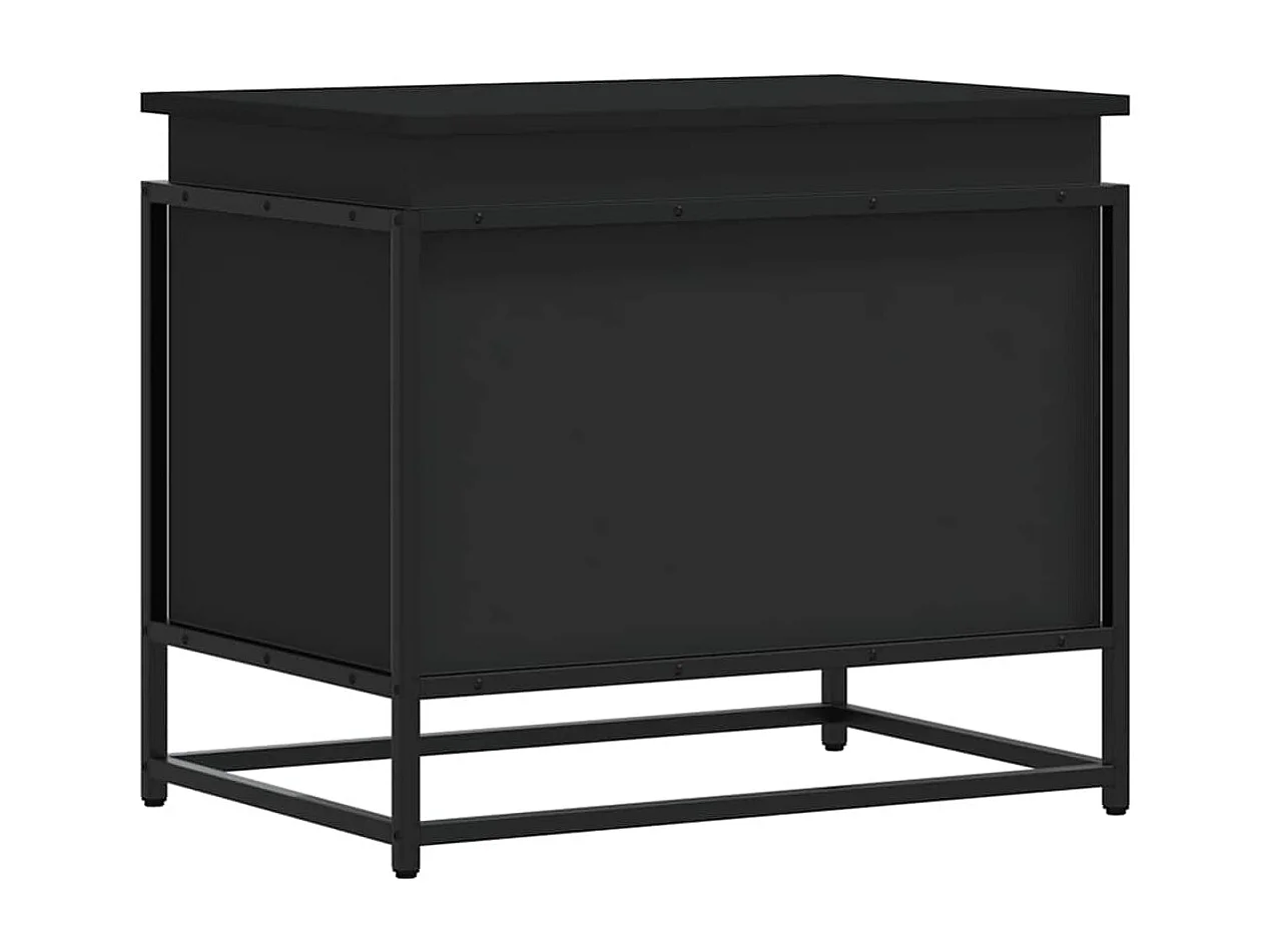 Boîte de rangement avec couvercle noir bois d'ingénierie