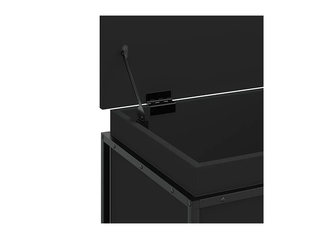 Boîte de rangement avec couvercle noir bois d'ingénierie