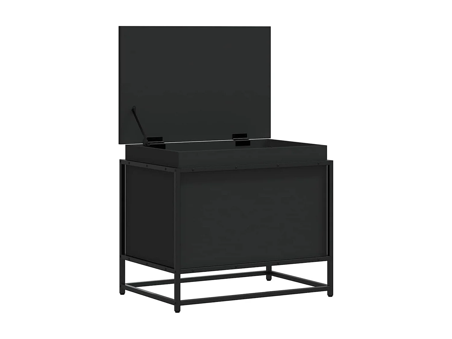 Boîte de rangement avec couvercle noir bois d'ingénierie