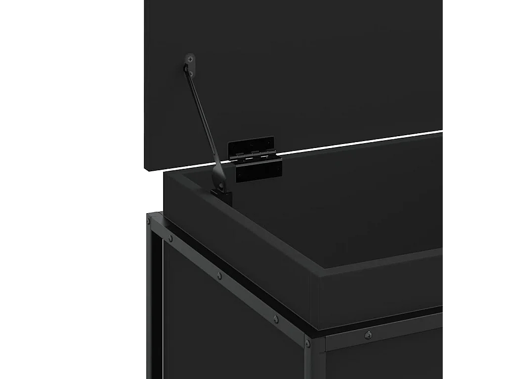 Boîte de rangement avec couvercle noir bois d'ingénierie