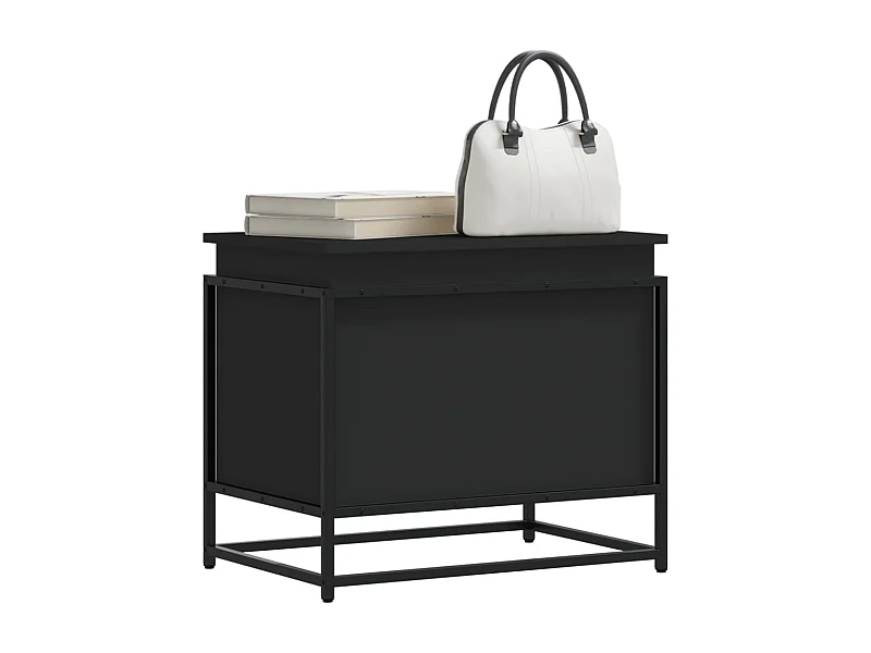 Boîte de rangement avec couvercle noir bois d'ingénierie