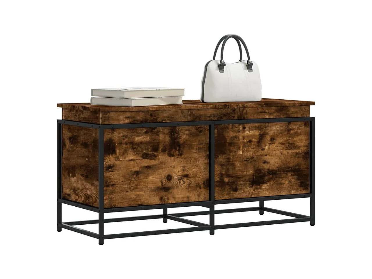 Boîte de rangement avec couvercle chêne fumé bois d'ingénierie