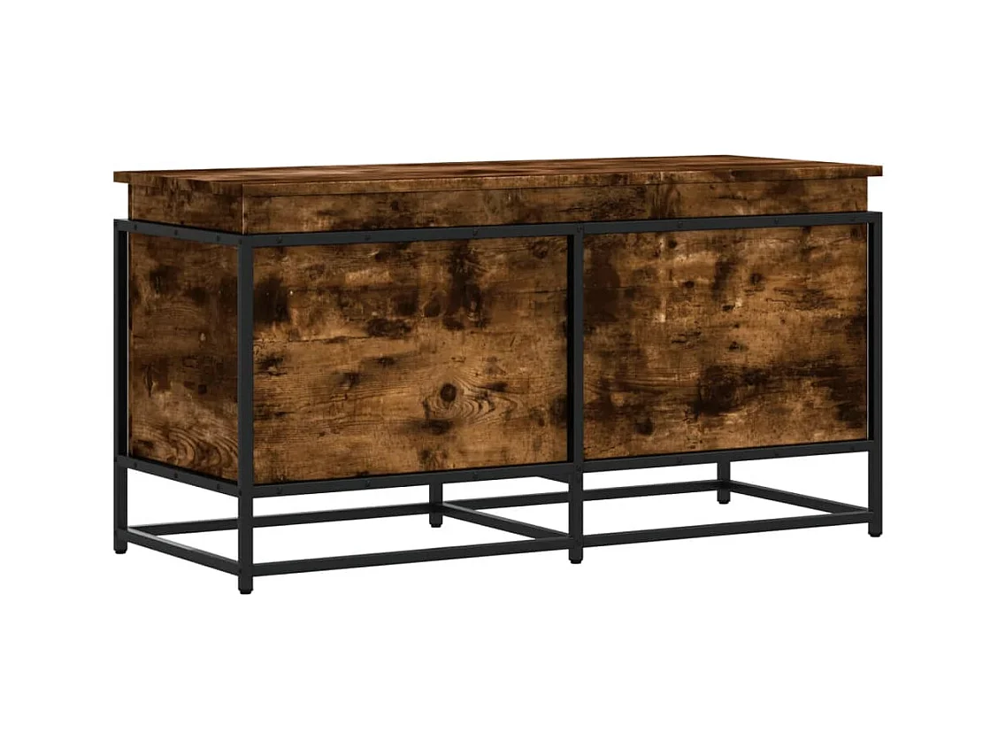 Boîte de rangement avec couvercle chêne fumé bois d'ingénierie