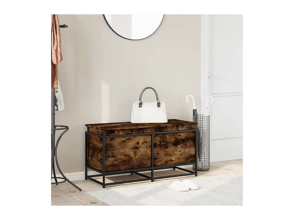 Boîte de rangement avec couvercle chêne fumé bois d'ingénierie
