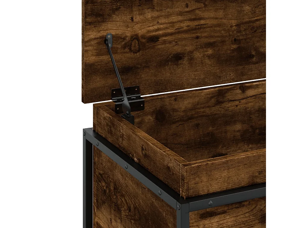 Boîte de rangement avec couvercle chêne fumé bois d'ingénierie
