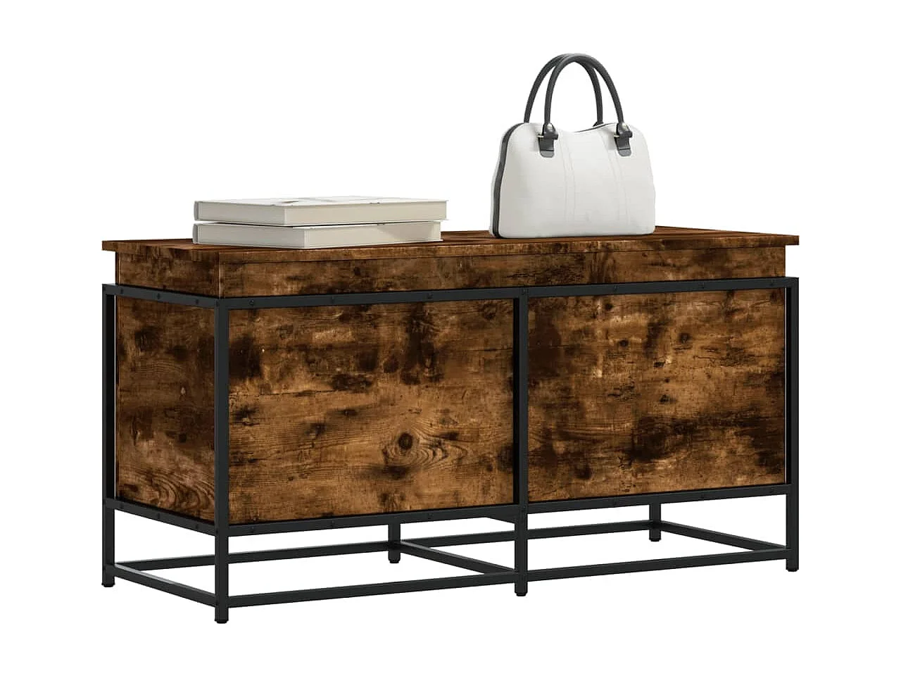 Boîte de rangement avec couvercle chêne fumé bois d'ingénierie