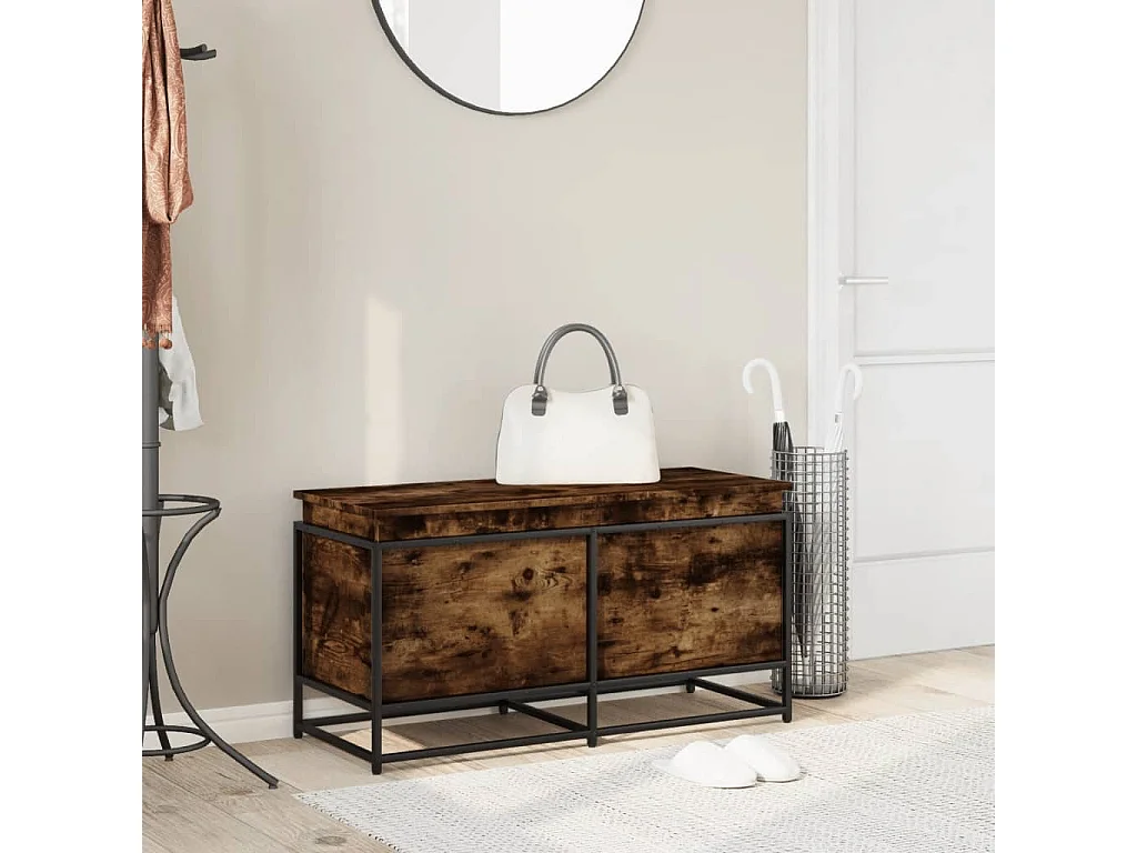 Boîte de rangement avec couvercle chêne fumé bois d'ingénierie
