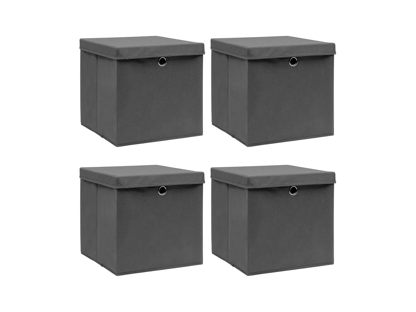 Boîtes de rangement avec couvercle 4 pcs Gris 32x32x32 cm Tissu