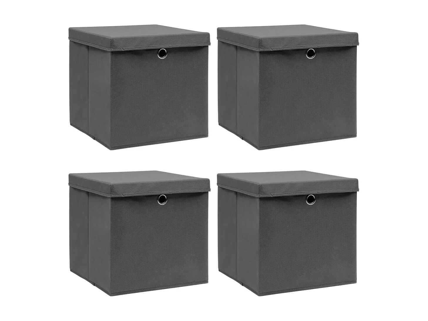 Boîtes de rangement avec couvercle 4 pcs Gris 32x32x32 cm Tissu