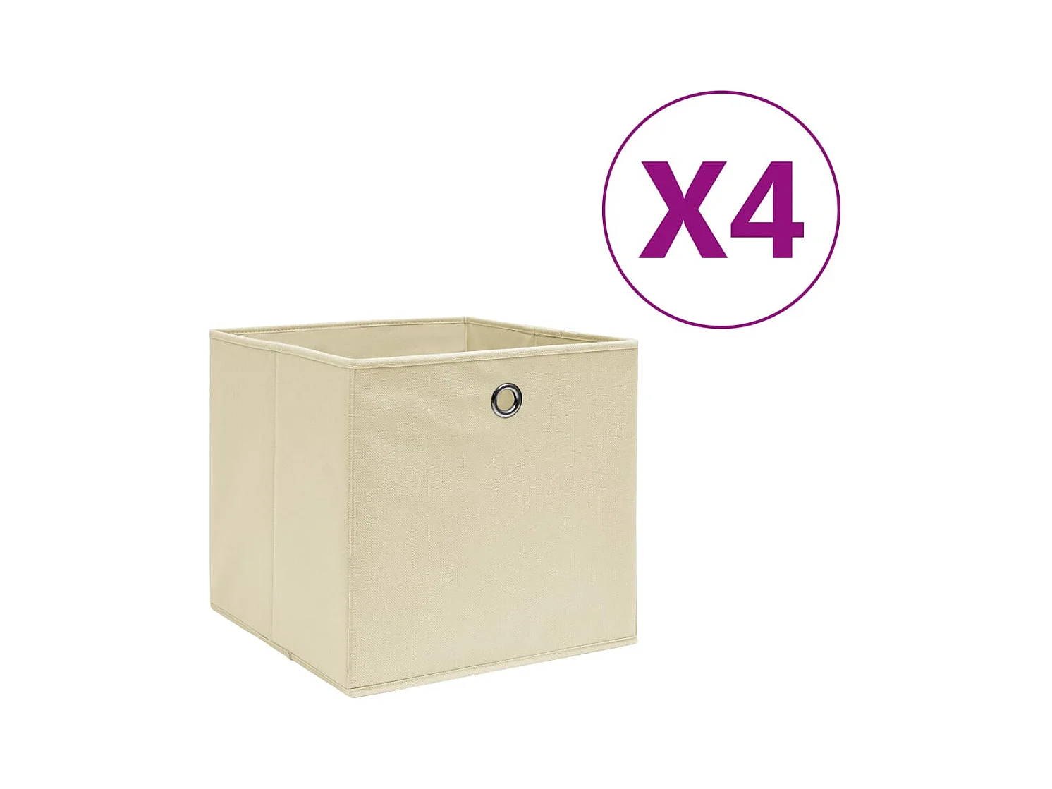 Boîtes de rangement 4 pcs Tissu intissé 28x28x28 cm Crème