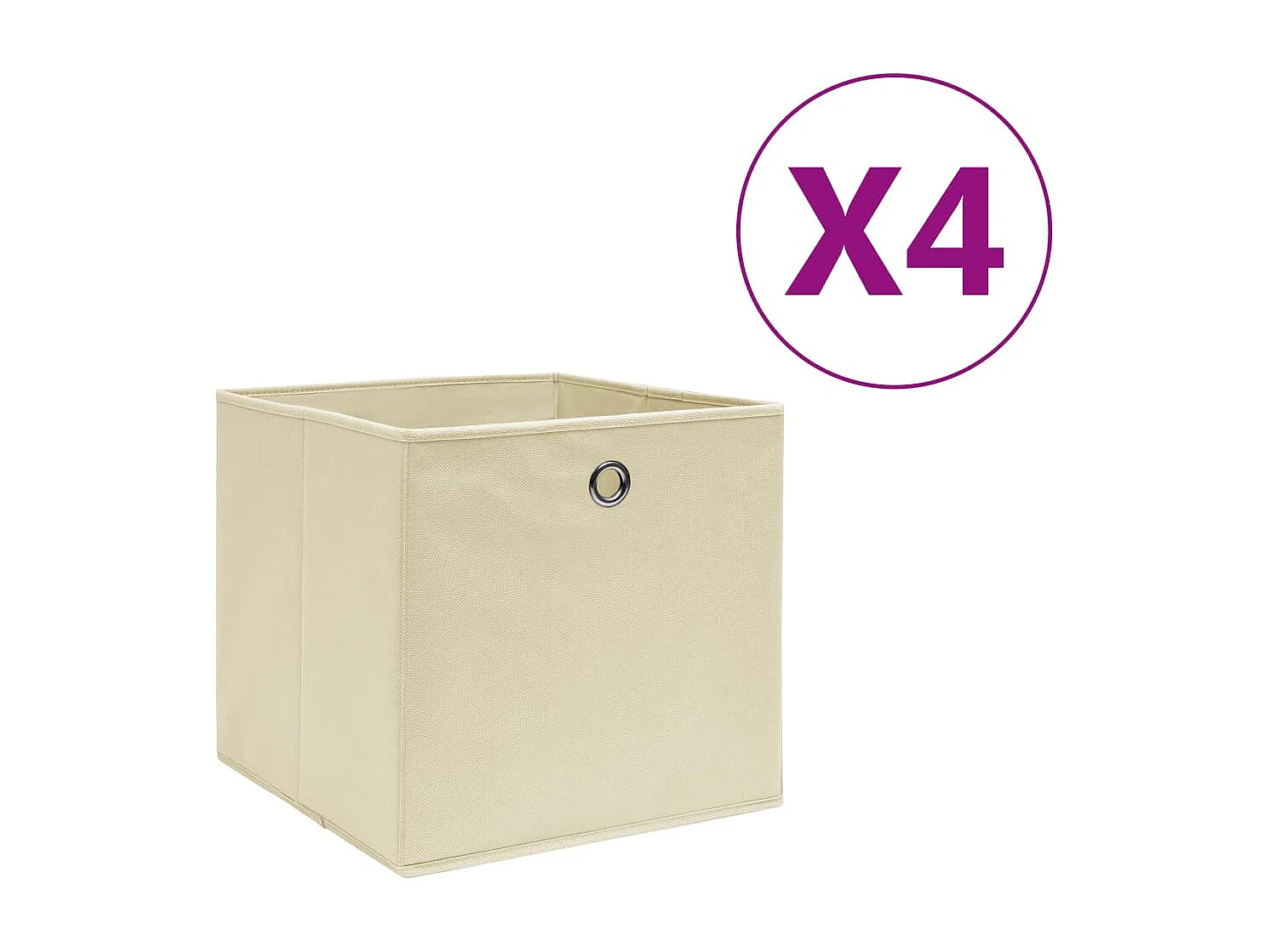 Boîtes de rangement 4 pcs Tissu intissé 28x28x28 cm Crème
