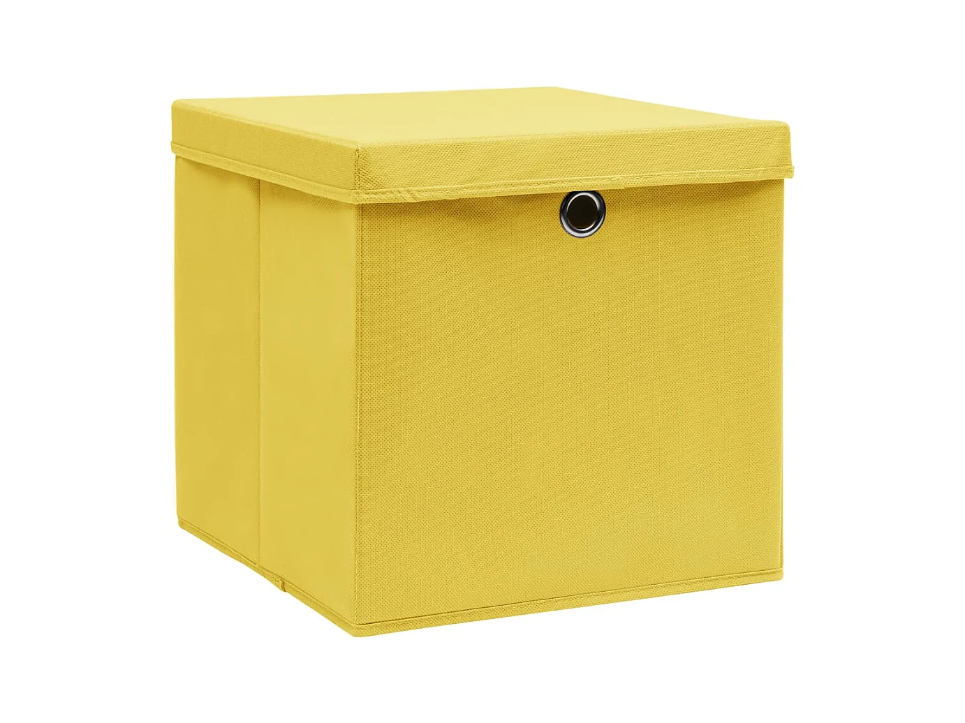 Boîtes de rangement et couvercles 10 pcs Jaune 32x32x32cm Tissu