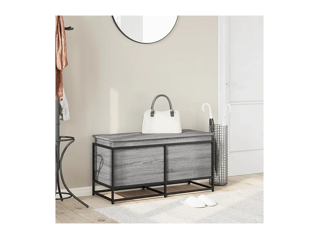 Boîte de rangement avec couvercle sonoma gris bois d'ingénierie