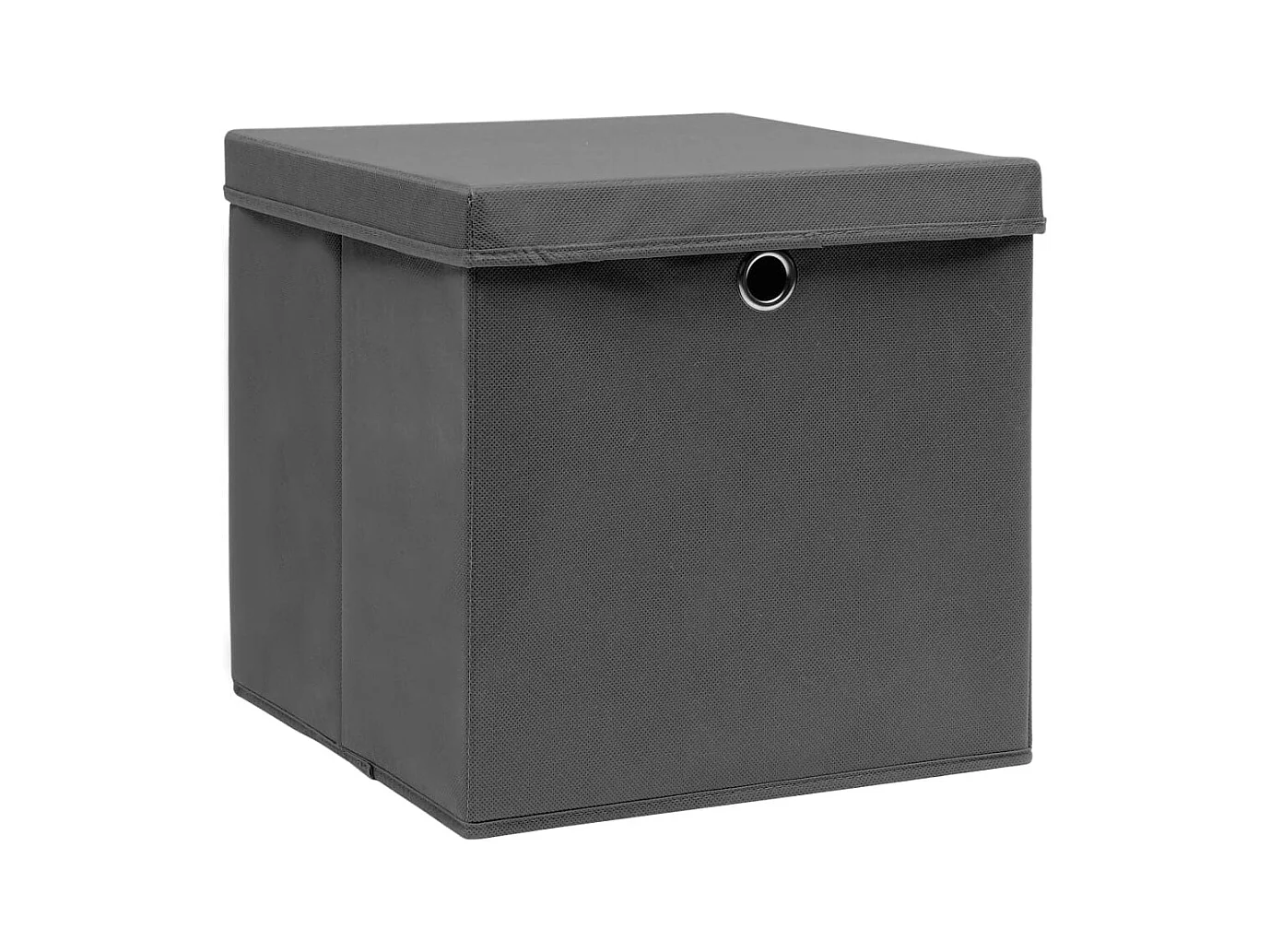 Boîtes de rangement avec couvercle 10 pcs Gris 32x32x32cm Tissu