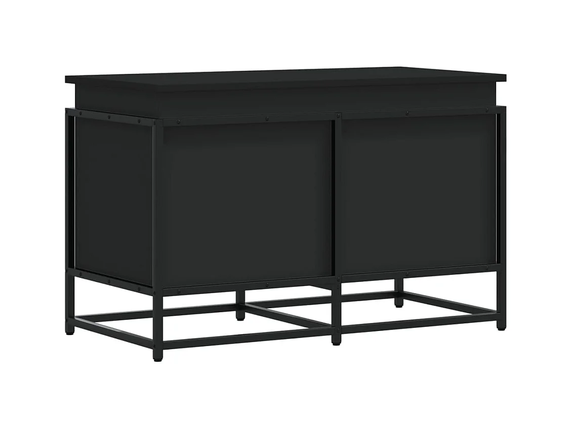 Boîte de rangement avec couvercle noir bois d'ingénierie