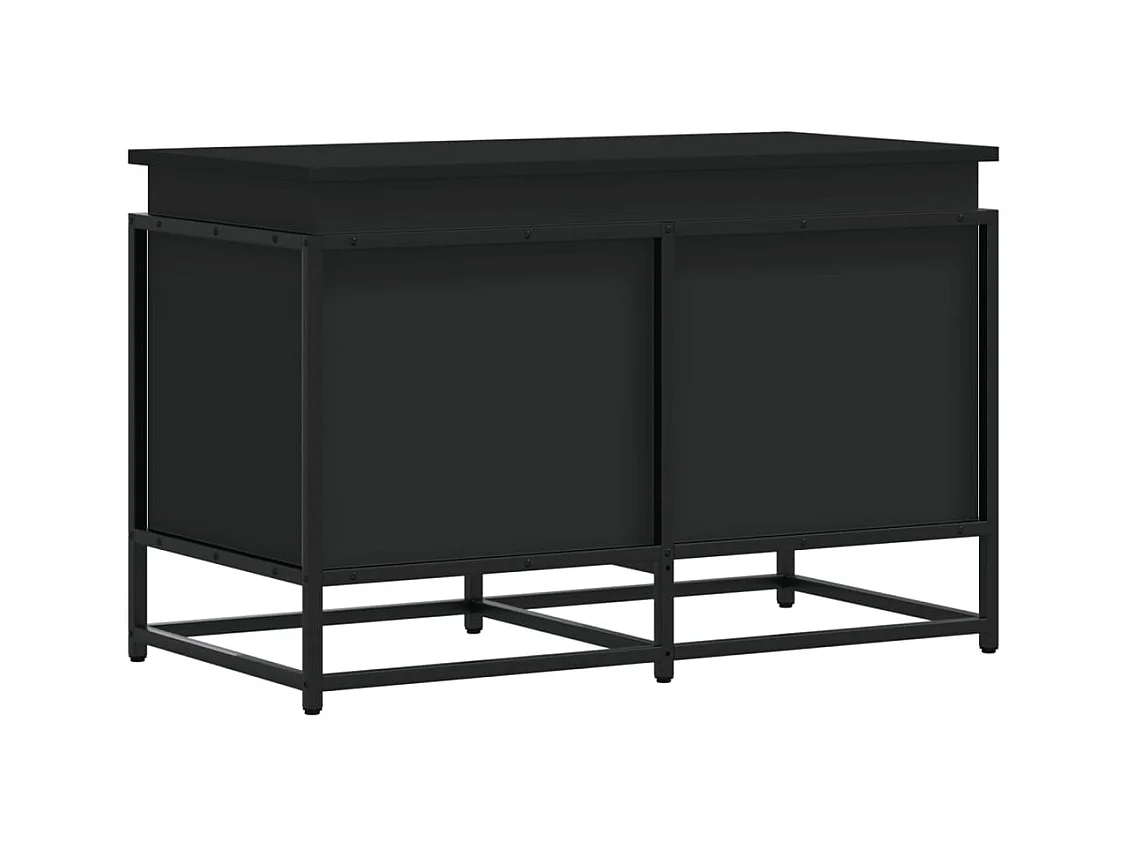 Boîte de rangement avec couvercle noir bois d'ingénierie