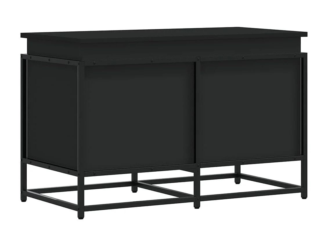 Boîte de rangement avec couvercle noir bois d'ingénierie