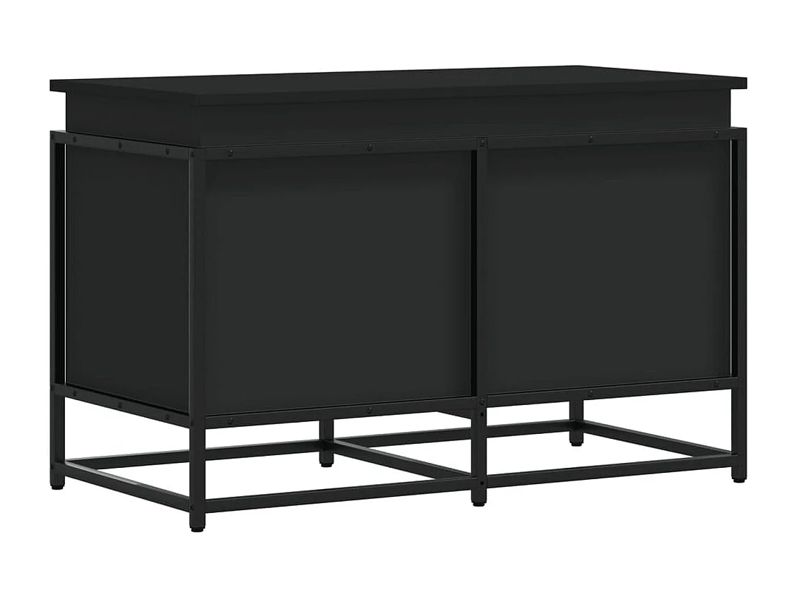 Boîte de rangement avec couvercle noir bois d'ingénierie