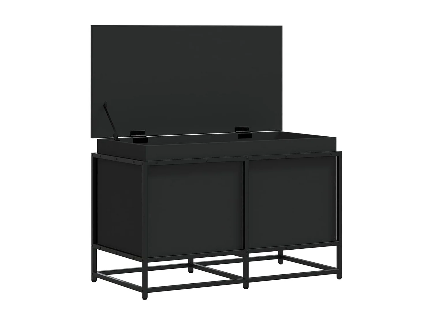 Boîte de rangement avec couvercle noir bois d'ingénierie