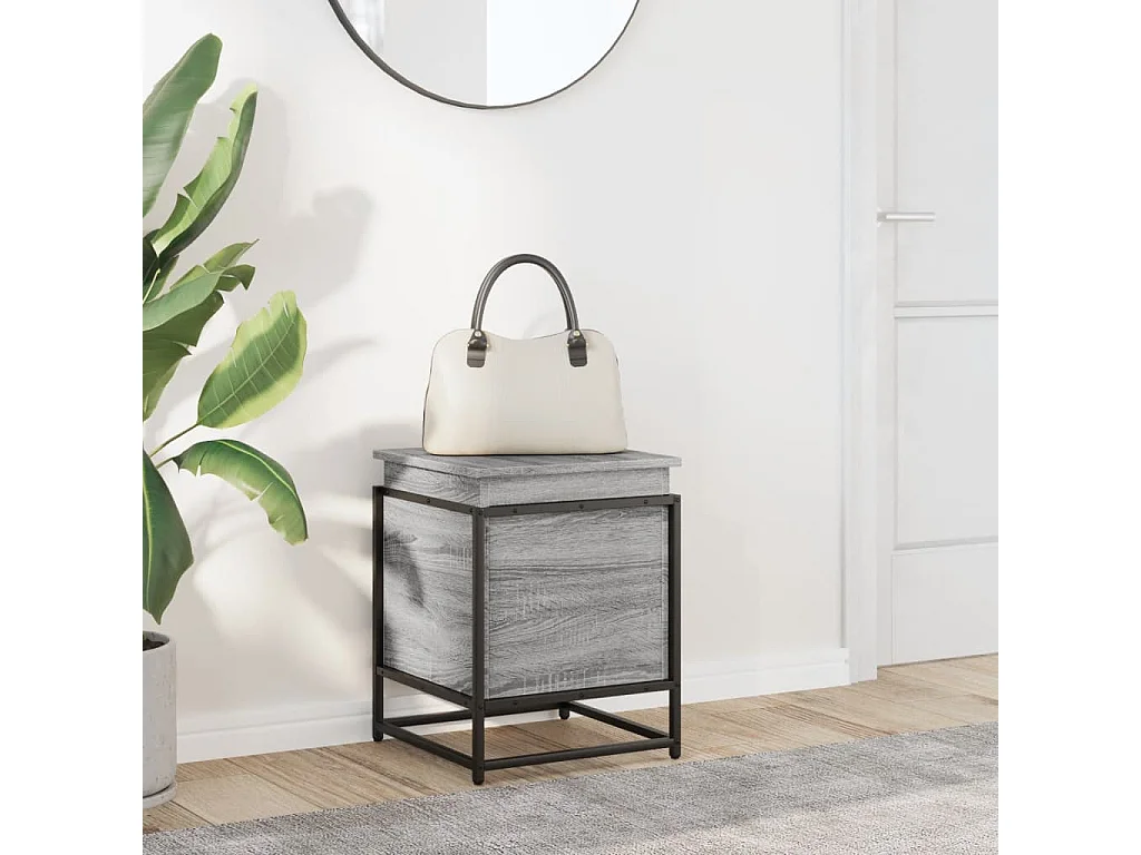 Boîte de rangement avec couvercle sonoma gris bois d’ingénierie