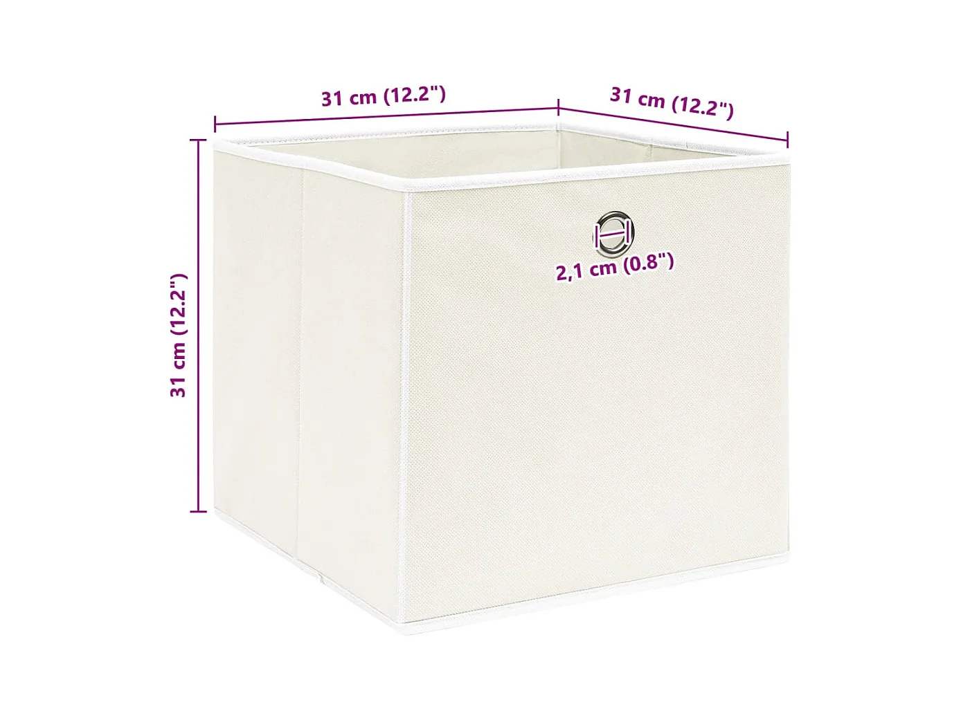 Cajas de almacenaje 4 uds Blanco 32x32x32 cm Tela