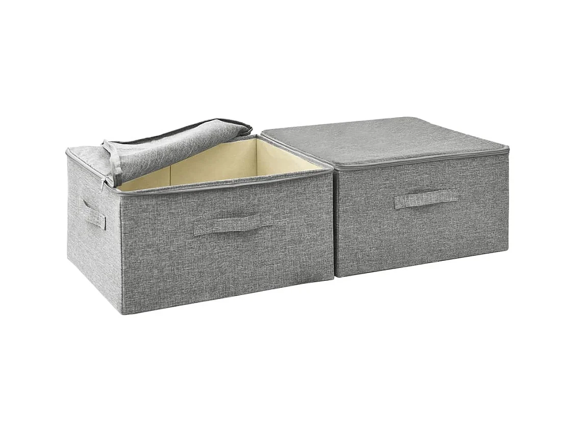 Boîtes de rangement 2 pcs Tissu 43x34x23 cm Gris
